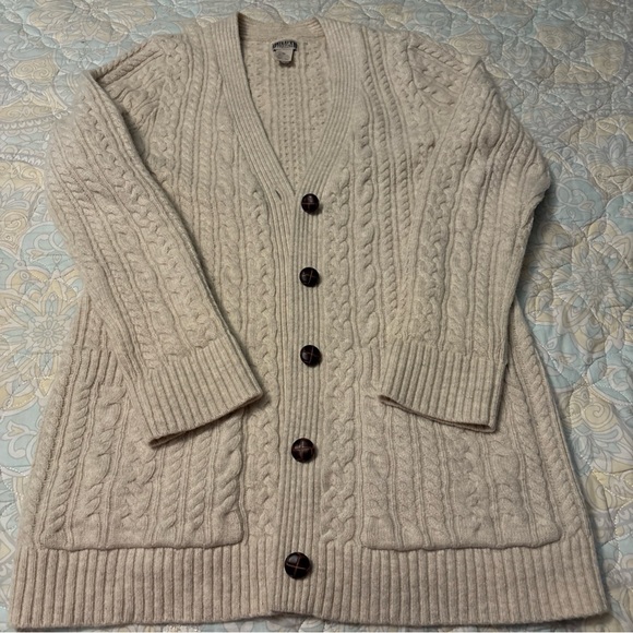 Duluth Trading Co Sweaters - Duluth Trading Co Cream Cable Knit Cardigan